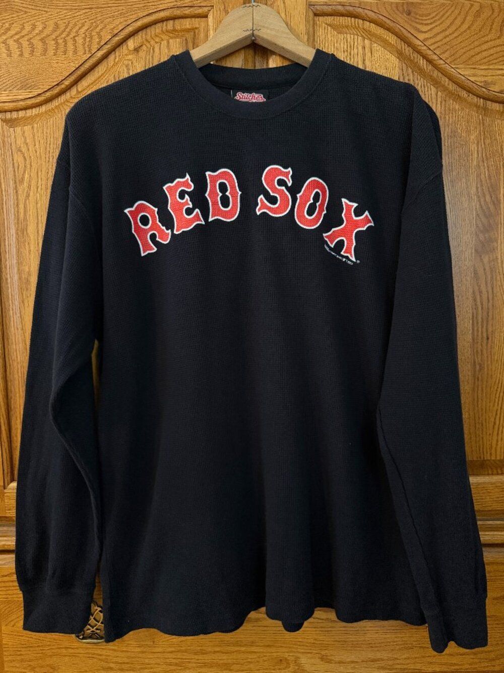 Boston Red Sox Stitches Waffle Knit Thermal Pullover 2000s Size Large